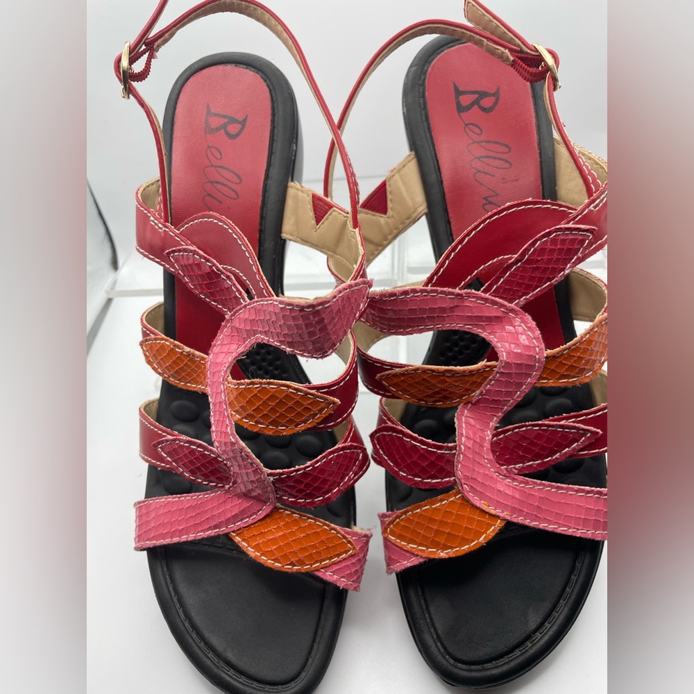 Bellini wedge sandal multicolor, adjustable strap